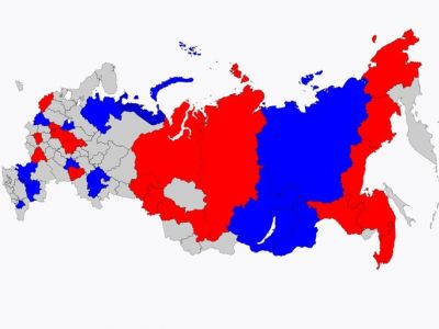 Карта региональных выборов 9.9.18 (красный цвет — губернаторские выборы, синий — парламентские). Фото: afterempire.info