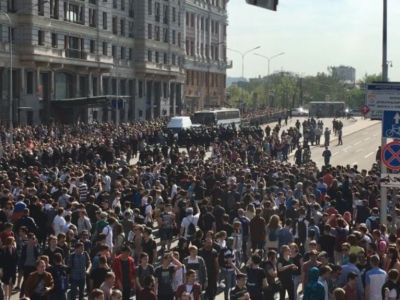 Митинг на Пушкинской площади 5 мая 2018 года. Фото: svoboda.org