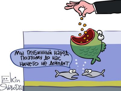 Распределение средств и "глубинный народ". Карикатура С.Елкина: svoboda.org