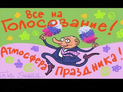 Опрос по Конституции и "атмосфера праздника". Карикатура С.Елкина: svoboda.org