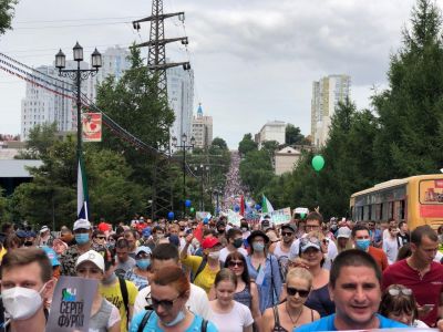 Акция протеста в Хабаровске, 25.07.2020. Фото: t.me/worldprotest