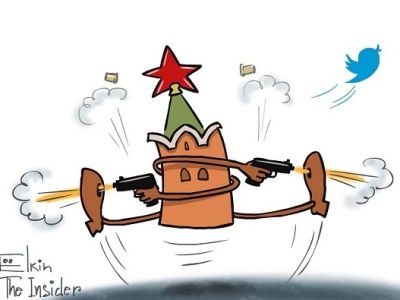 Кремль воюет с твиттером. Карикатура С.Елкина: theins.ru