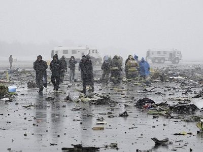 На месте катастрофы "Боинга" FlyDubai, Ростов, 19.3.16. Фото: dailymail.co.uk