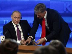 В.Путин и Д.Песков на пресс-конференции 20.12.18. Фото: https://t.me/SerpomPo