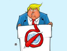 Трамп и галстук Трампа. Карикатура Emad Hajjaj: www.cartooningforpeace.org